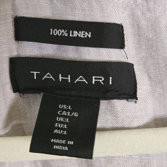 Tahari 100% Linen Beige Square Button Detail Sleeveless Sheath Dress Size L - Picture 8 of 10